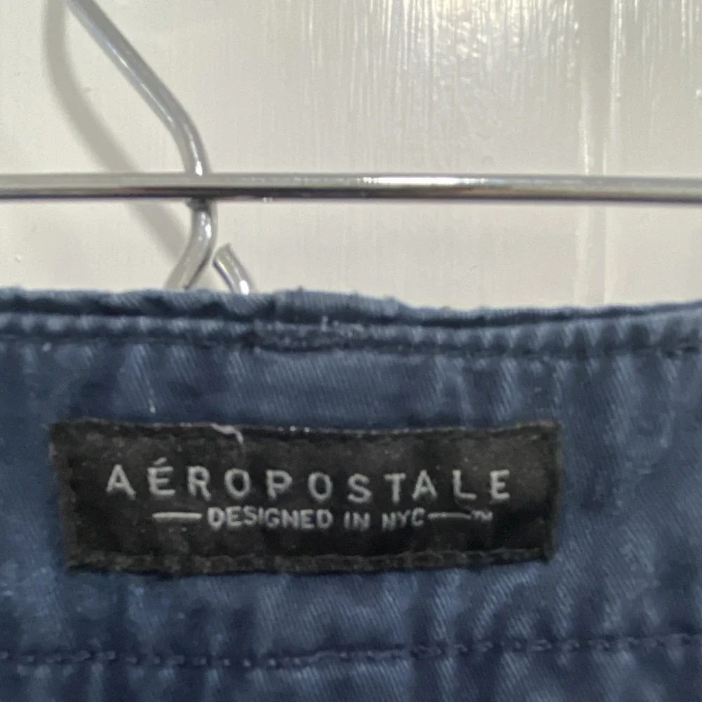 Aéropostale Men's Navy Chino Shorts Cotton‎ Pockets Button Flat Front